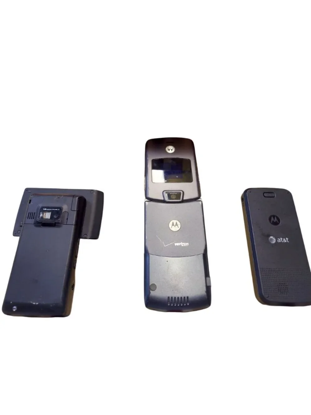 Lot Of 3 Vintage Flip & Slide Phones Motorola RAZR V3 LG VX9400